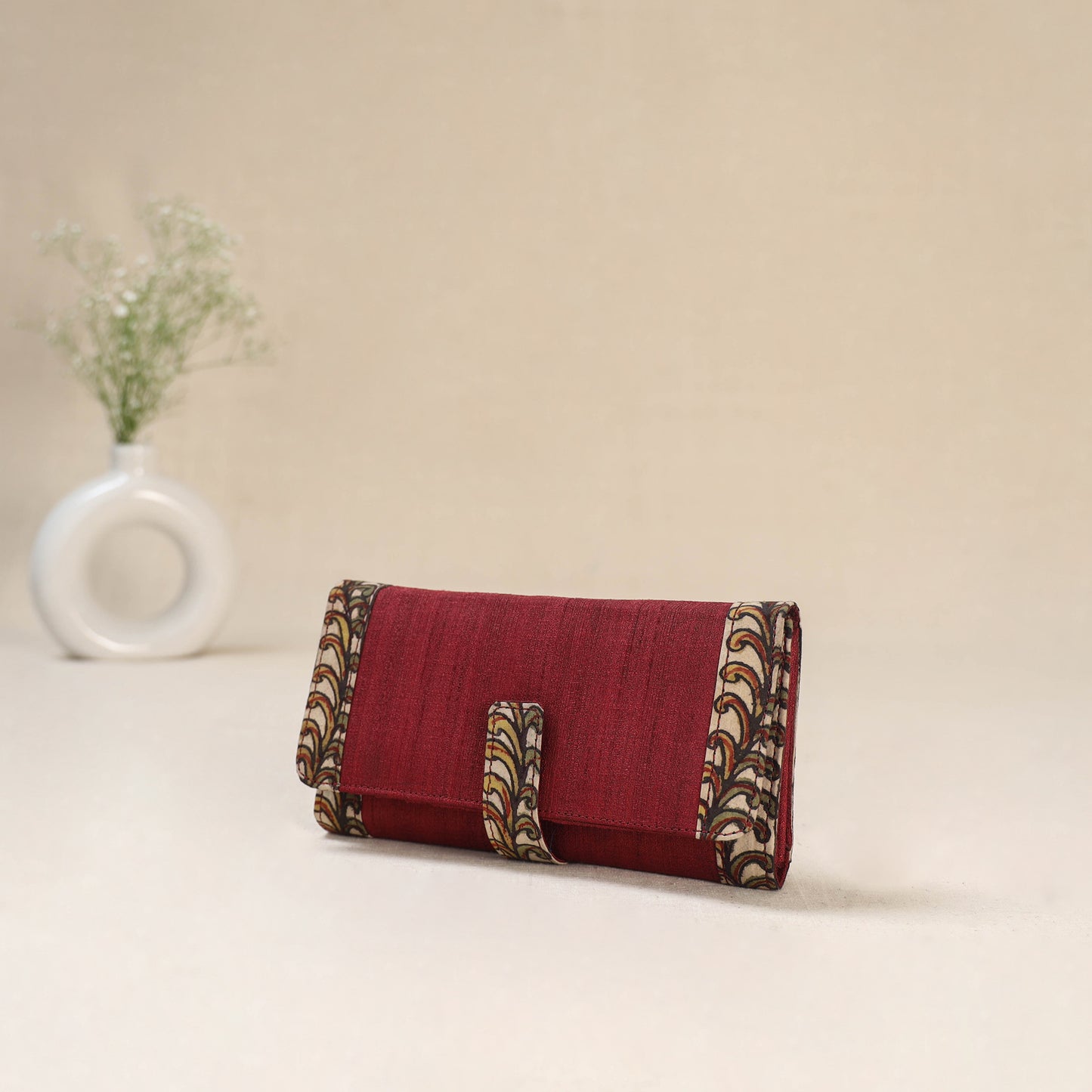 Red - Srikalahasti Kalamkari Handpainted Clutch / Wallet 68