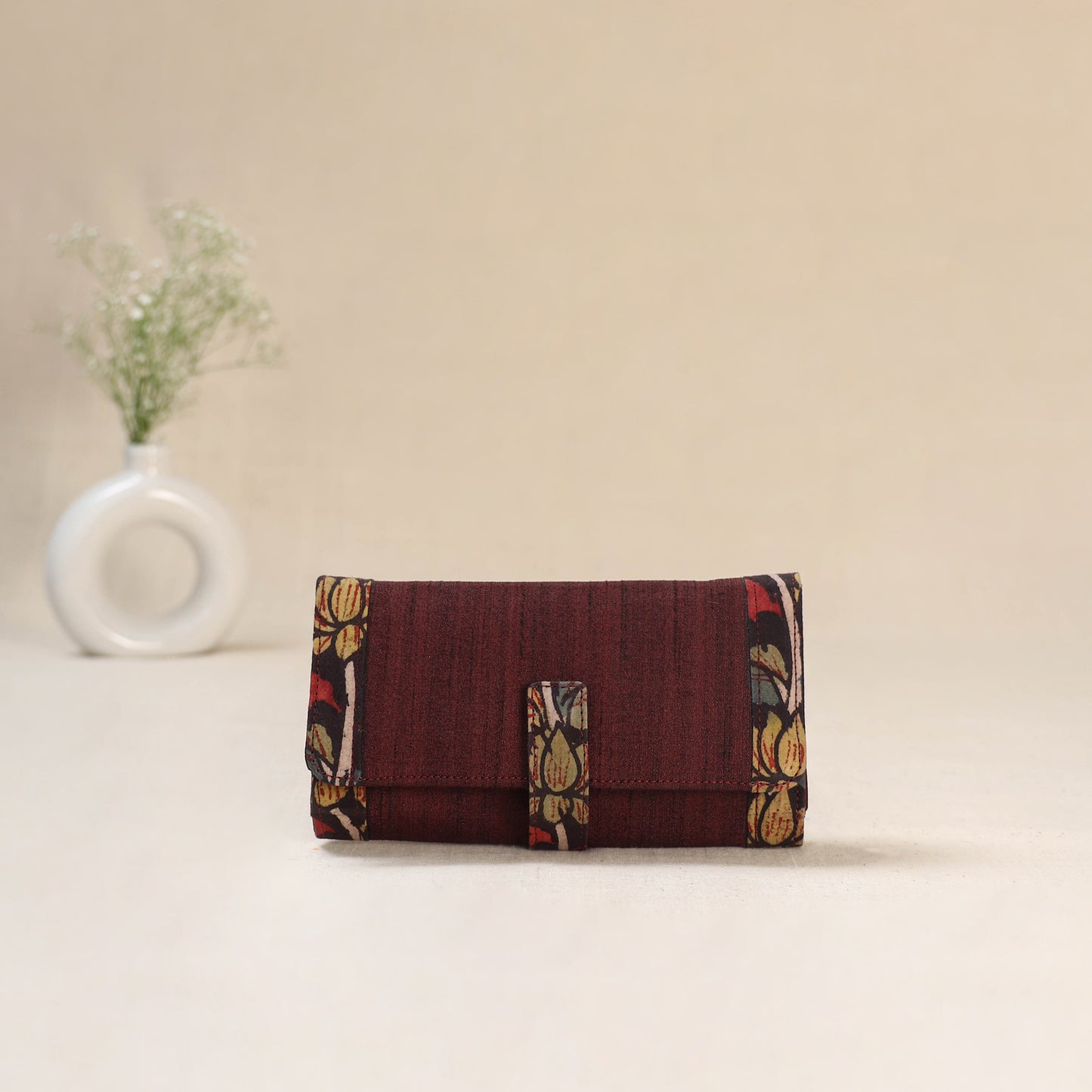 Maroon - Srikalahasti Kalamkari Handpainted Clutch / Wallet 70