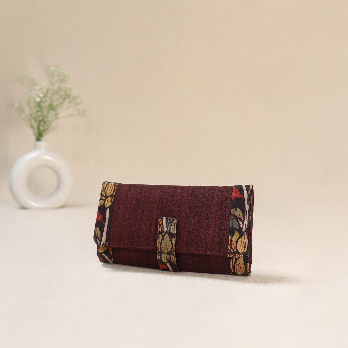 Maroon - Srikalahasti Kalamkari Handpainted Clutch / Wallet 70