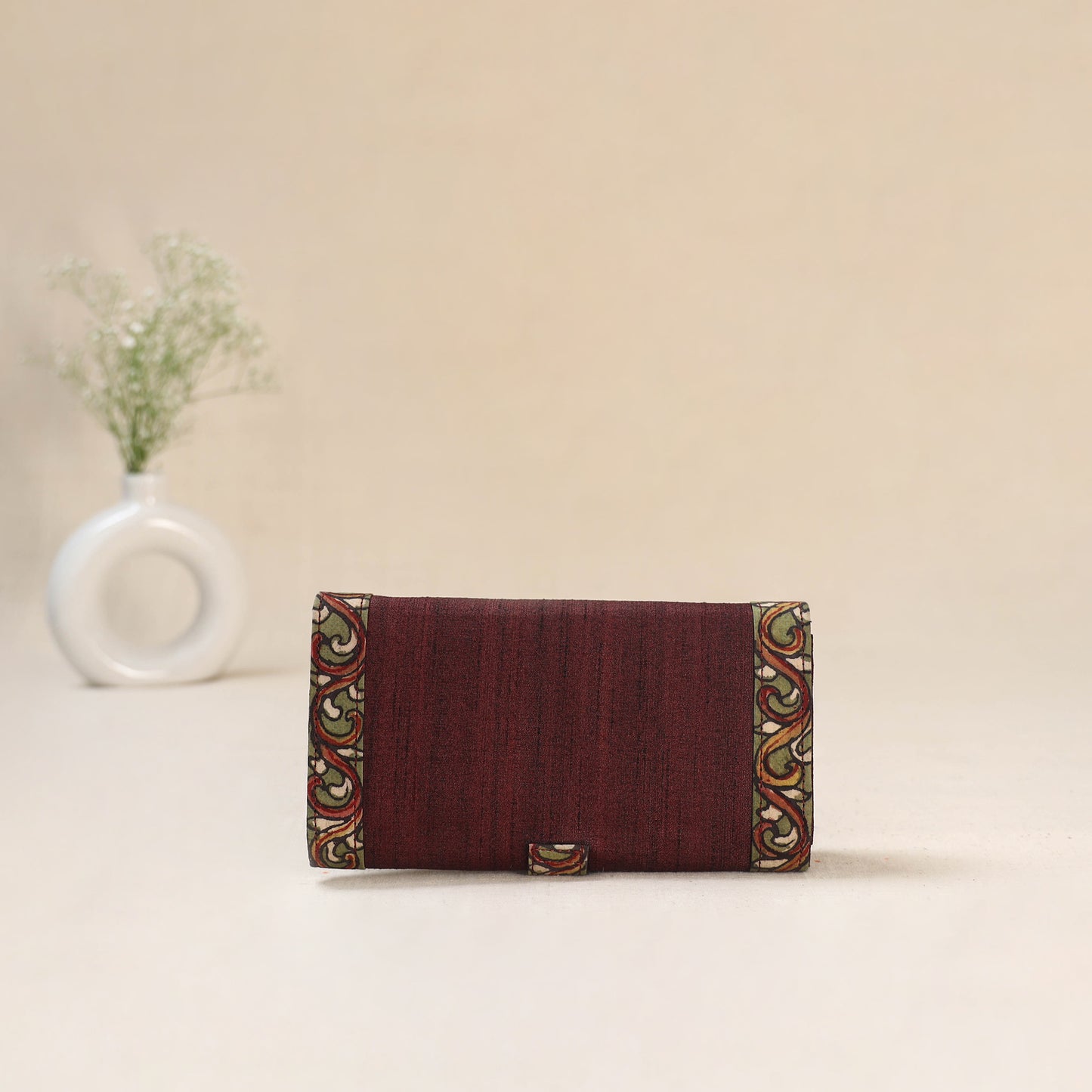 Maroon - Srikalahasti Kalamkari Handpainted Clutch / Wallet 71