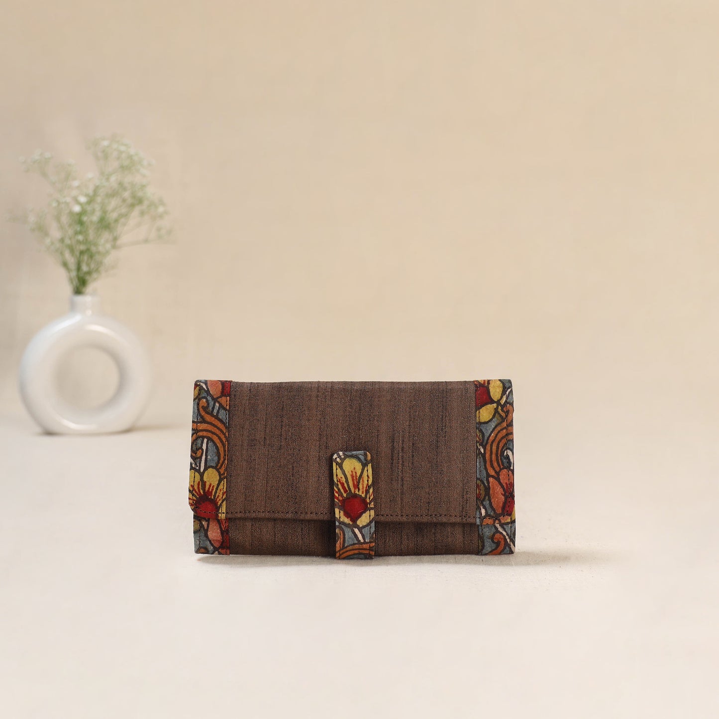 Brown - Srikalahasti Kalamkari Handpainted Clutch / Wallet 72