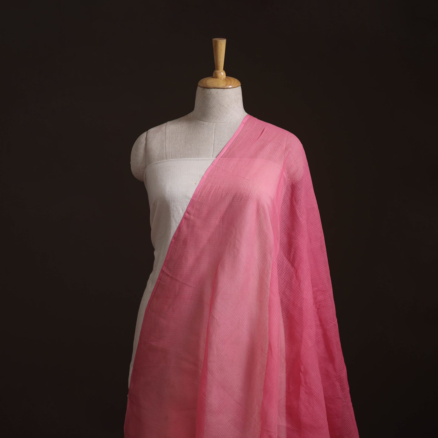 Pink - Plain Kota Doria Cotton Fabric 06