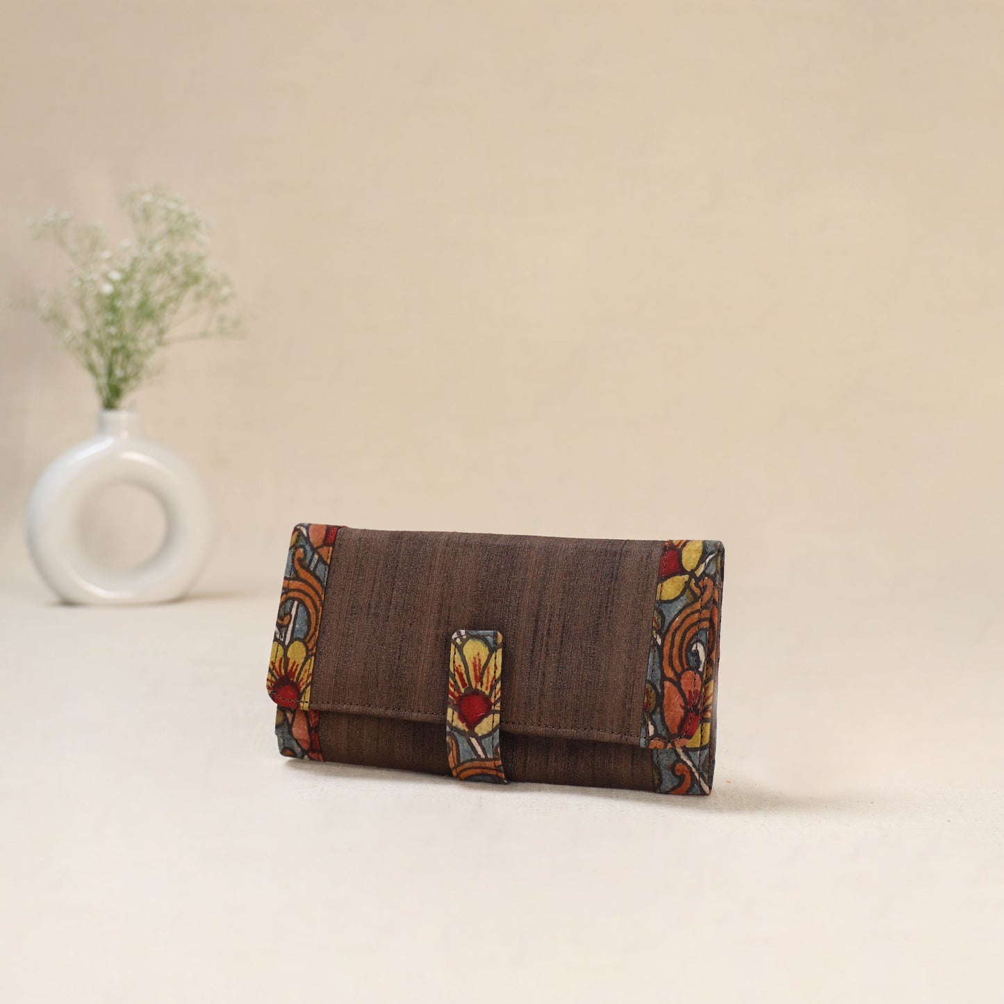 Brown - Srikalahasti Kalamkari Handpainted Clutch / Wallet 72