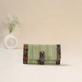 Green - Srikalahasti Kalamkari Handpainted Clutch / Wallet 73