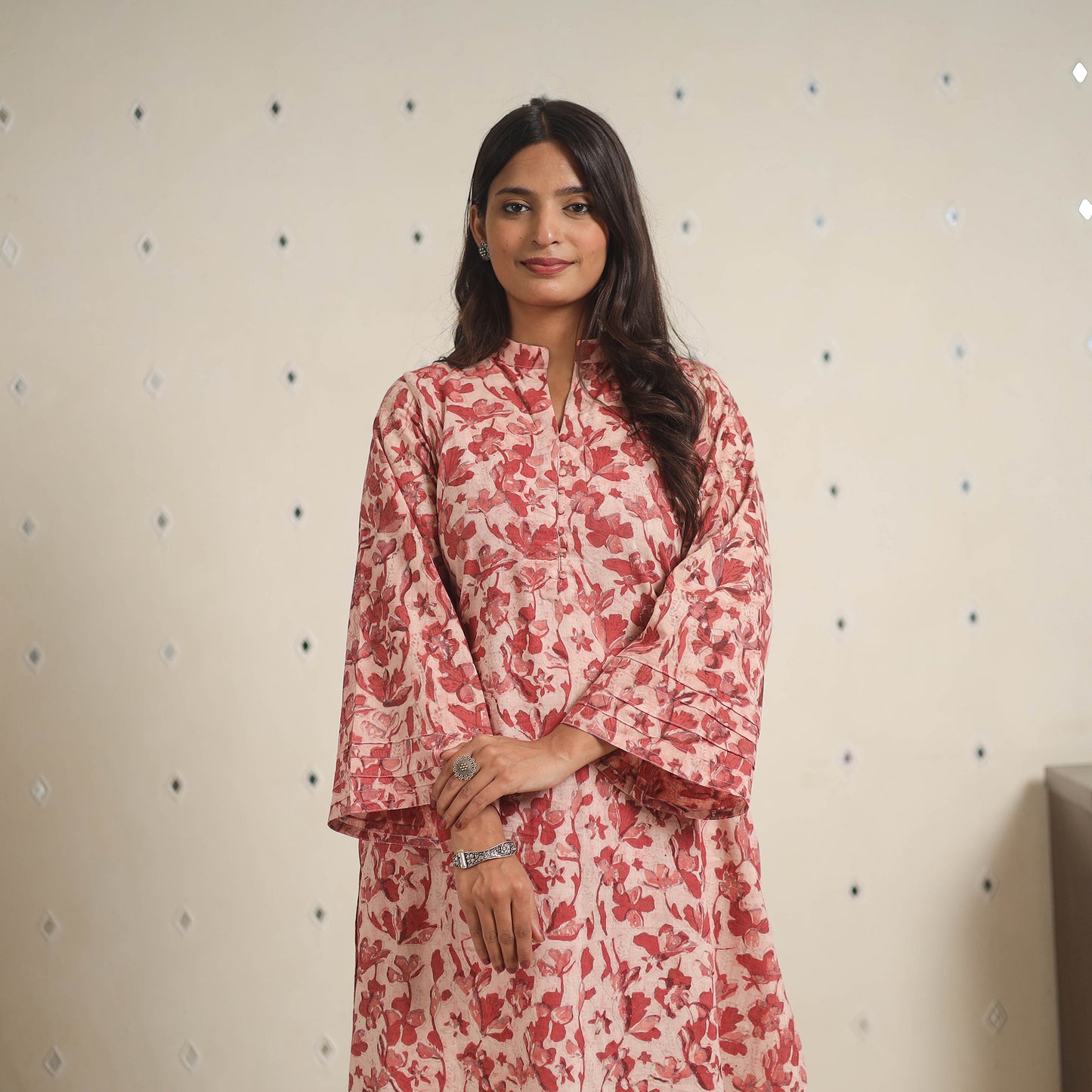 Red - natural dyed cotton bagru dabu co-ord set 06