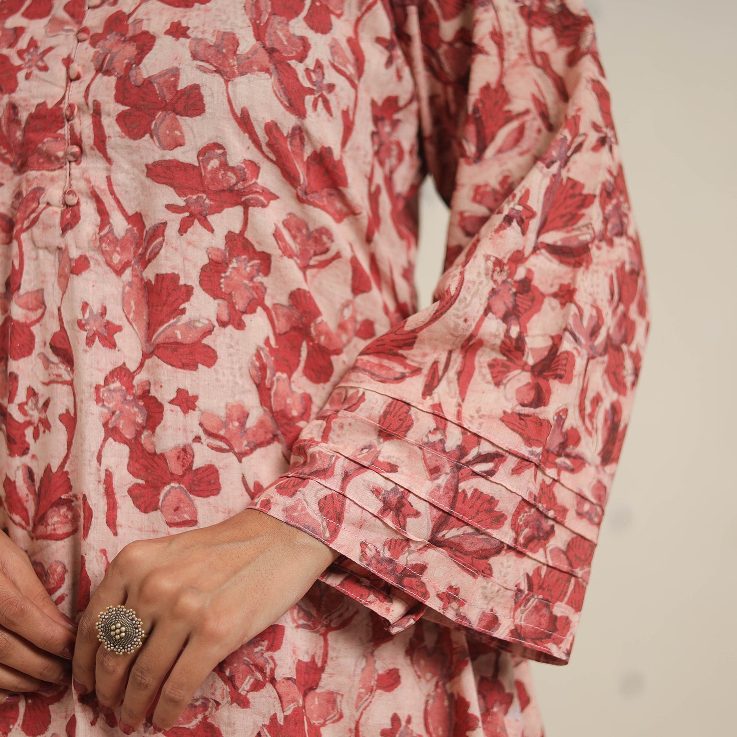 Red - natural dyed cotton bagru dabu co-ord set 06