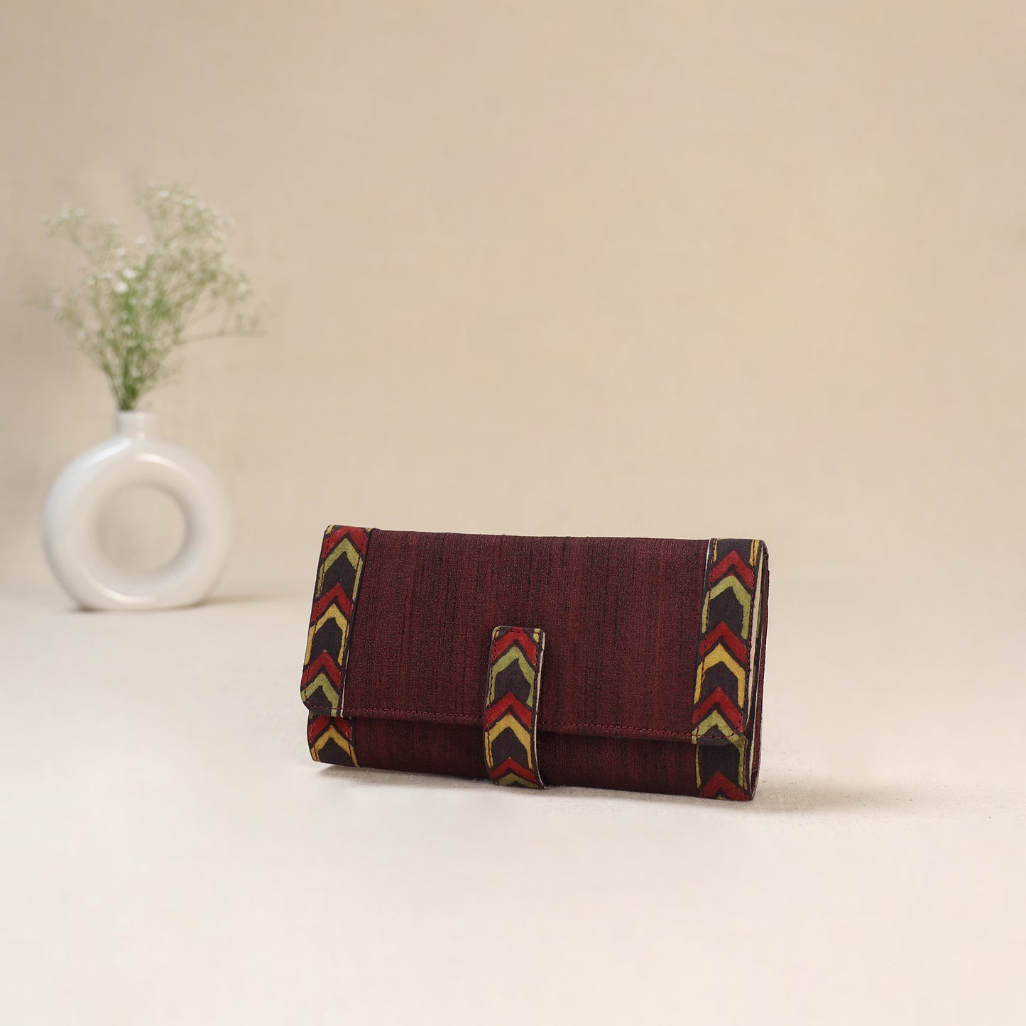 Maroon - Srikalahasti Kalamkari Handpainted Clutch / Wallet 74