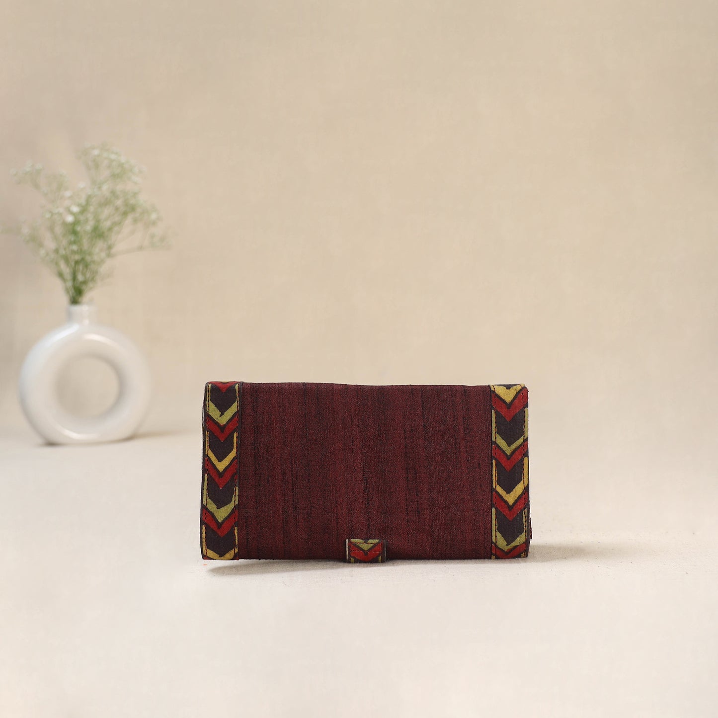 Maroon - Srikalahasti Kalamkari Handpainted Clutch / Wallet 74
