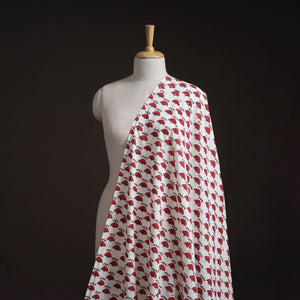 White - Sanganeri Hand Block Print Cotton Fabric 01