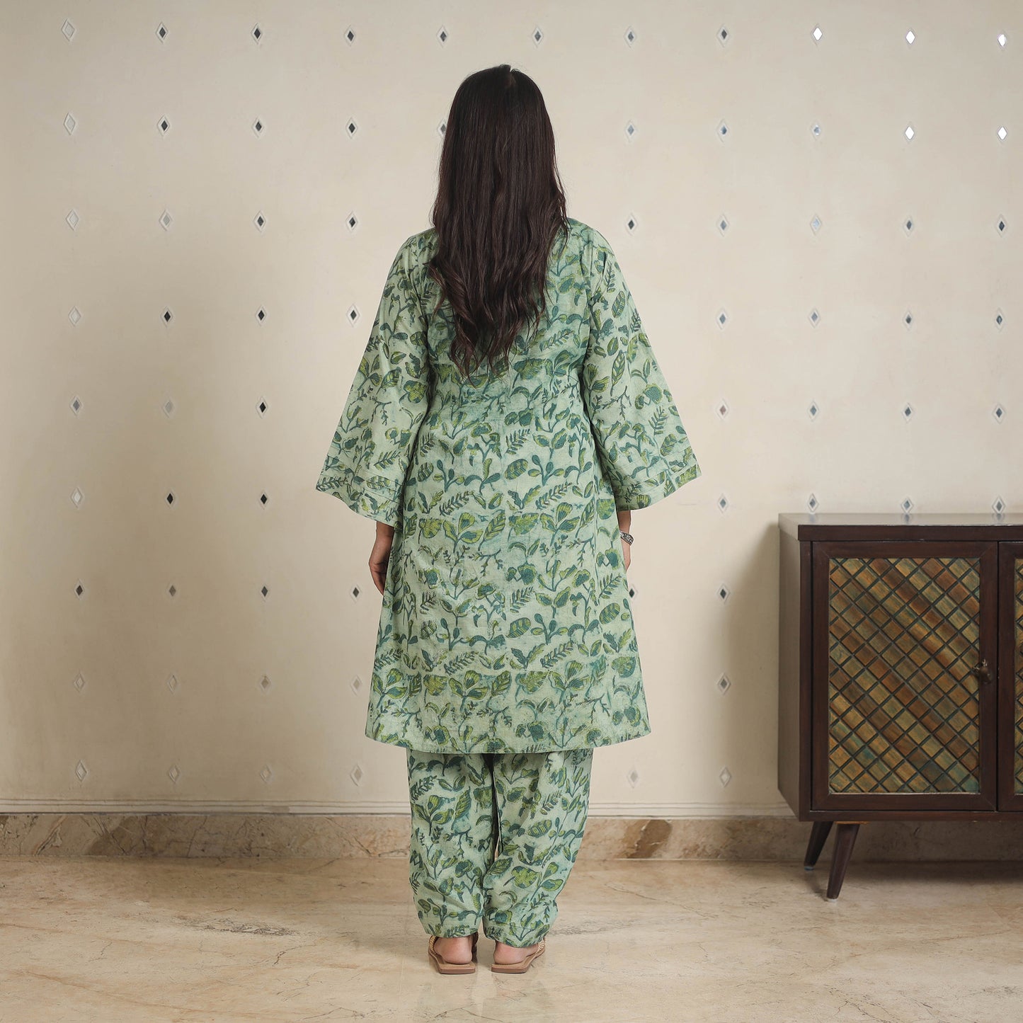 Green - natural dyed cotton bagru dabu co-ord set 09