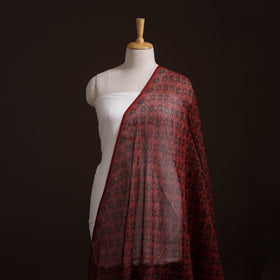 Natural Dyed Ajrakh Hand Block Print Kota Doria Cotton Fabric 03