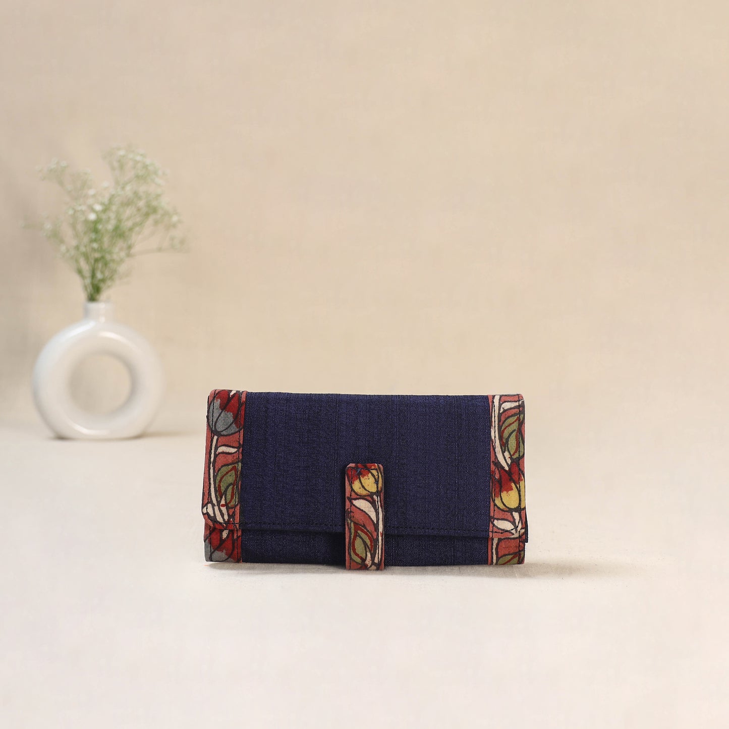 Blue - Srikalahasti Kalamkari Handpainted Clutch / Wallet 76