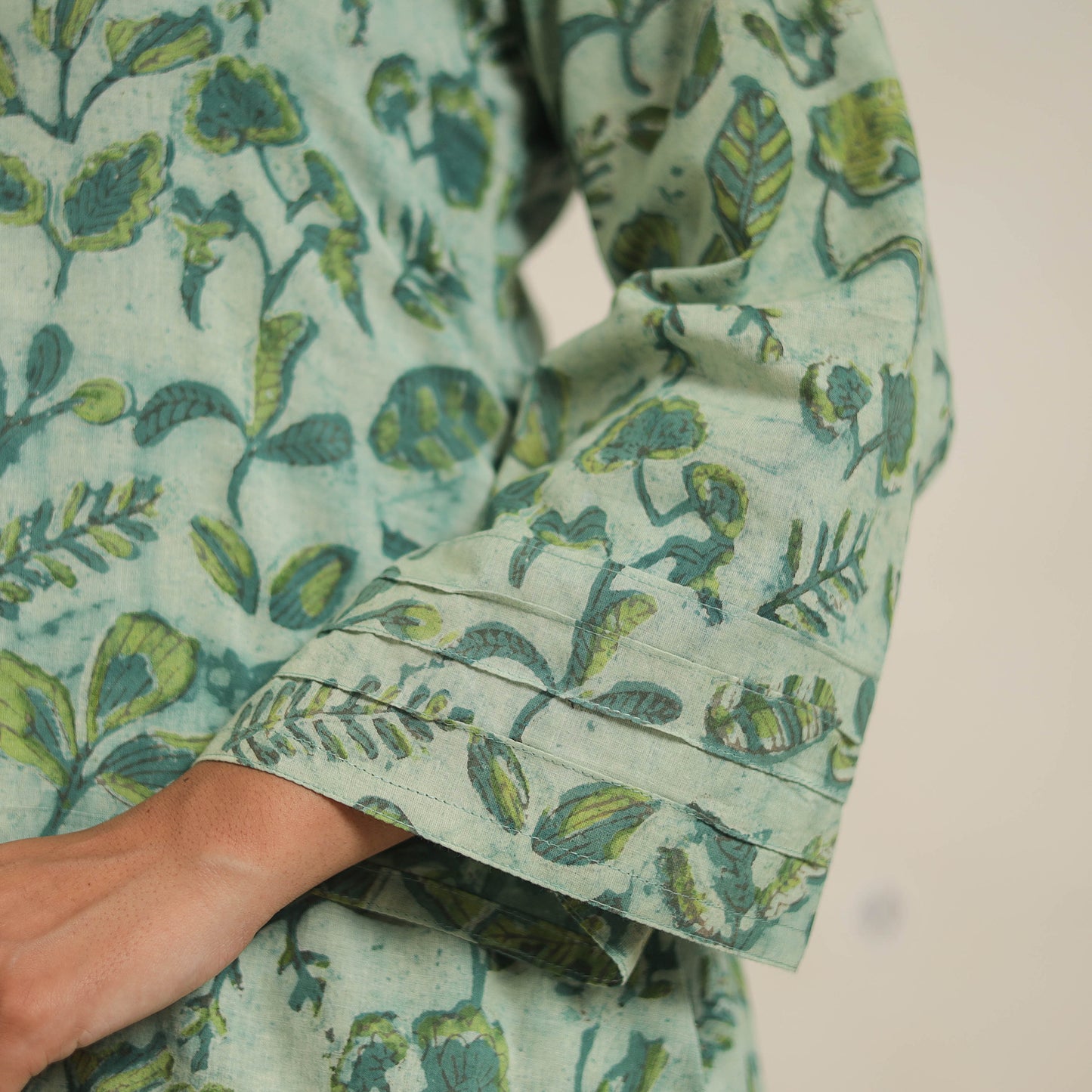 Green - natural dyed cotton bagru dabu co-ord set 09