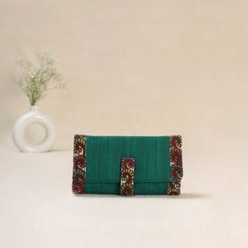 Green - Srikalahasti Kalamkari Handpainted Clutch / Wallet 79