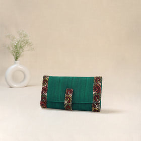 Green - Srikalahasti Kalamkari Handpainted Clutch / Wallet 79
