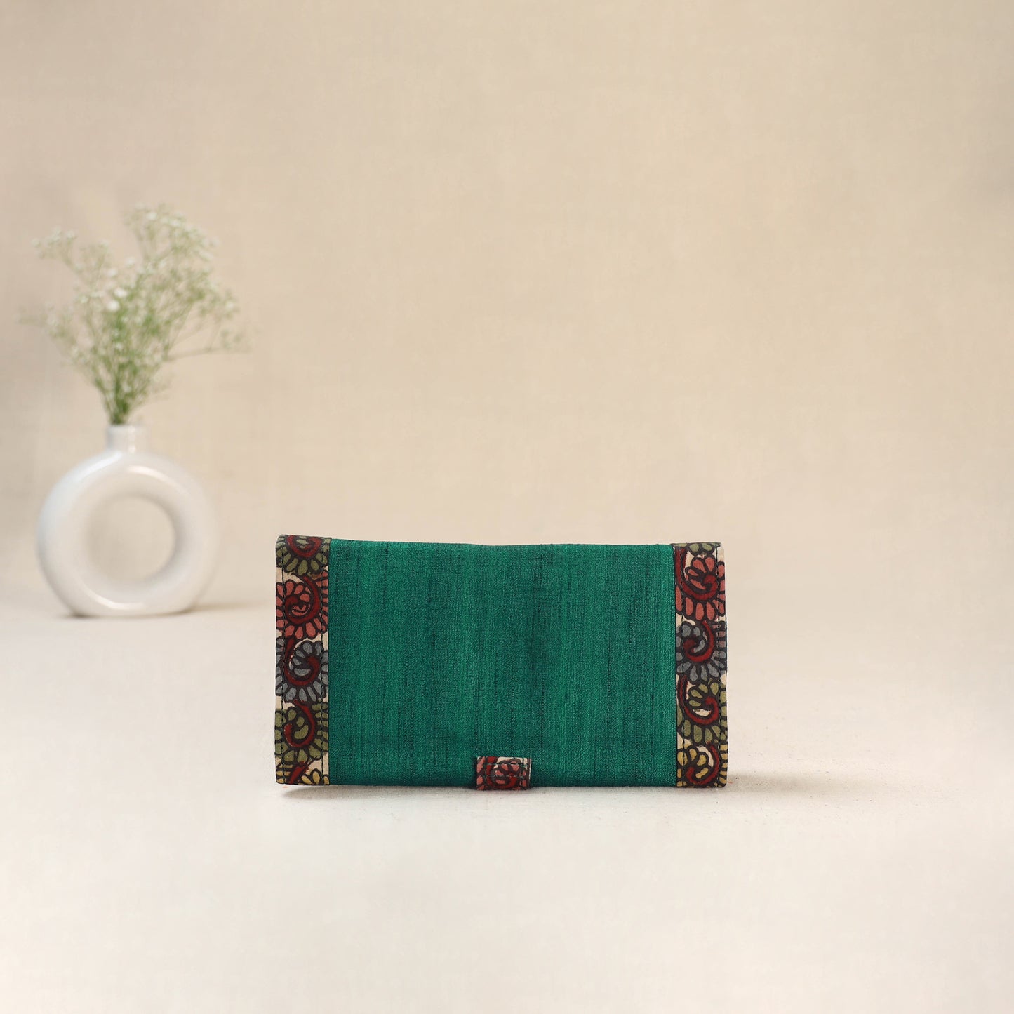 Green - Srikalahasti Kalamkari Handpainted Clutch / Wallet 79