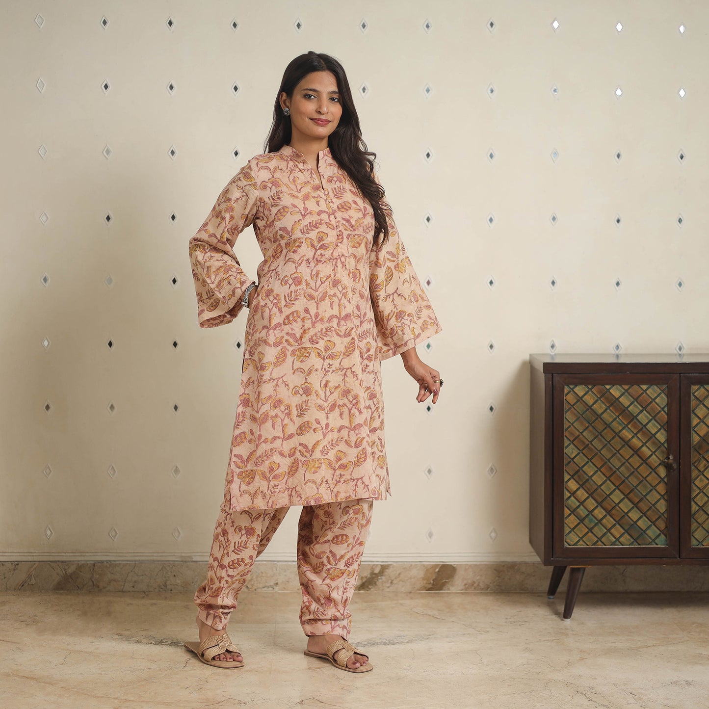 Brown - natural dyed cotton bagru dabu co-ord set 07