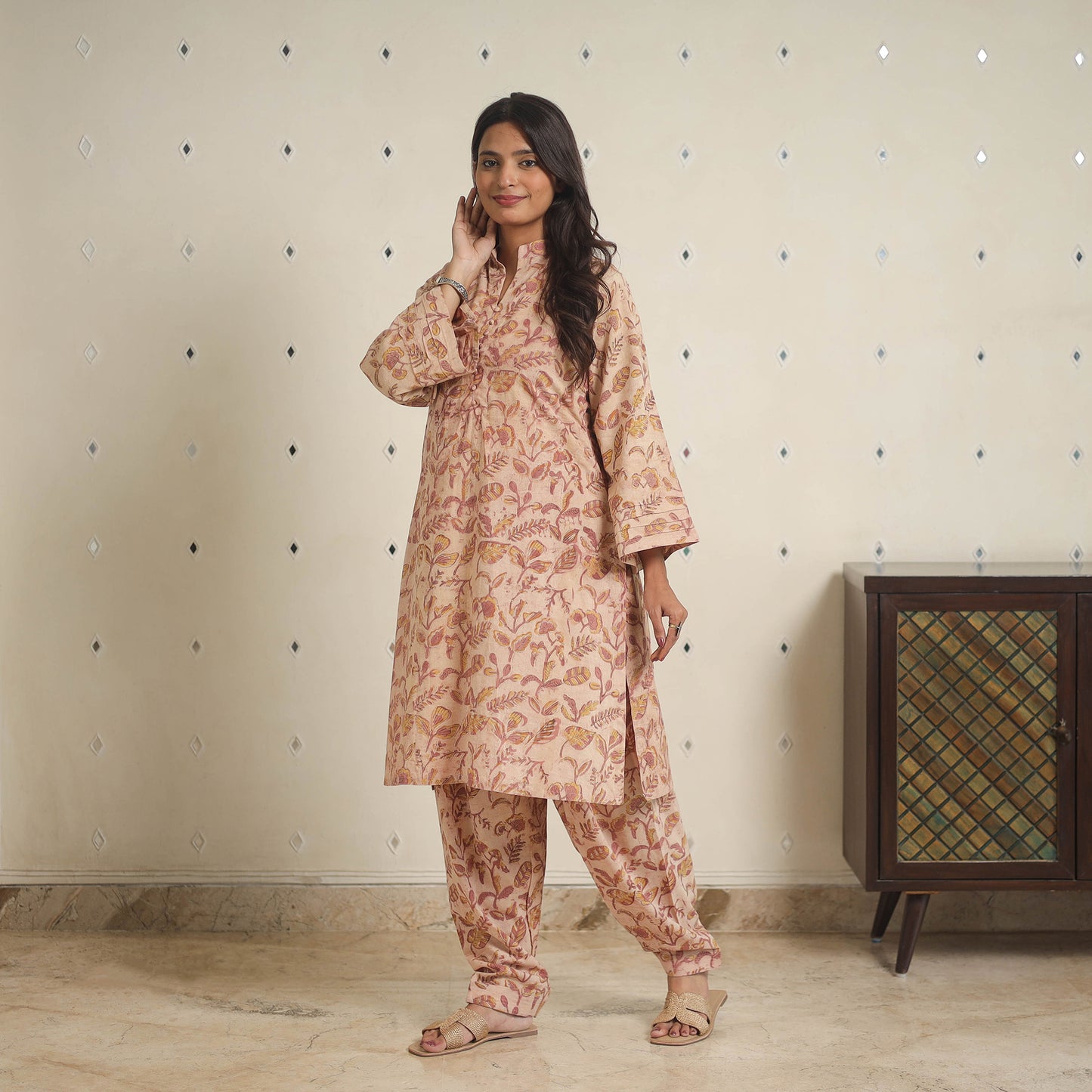 Brown - natural dyed cotton bagru dabu co-ord set 07