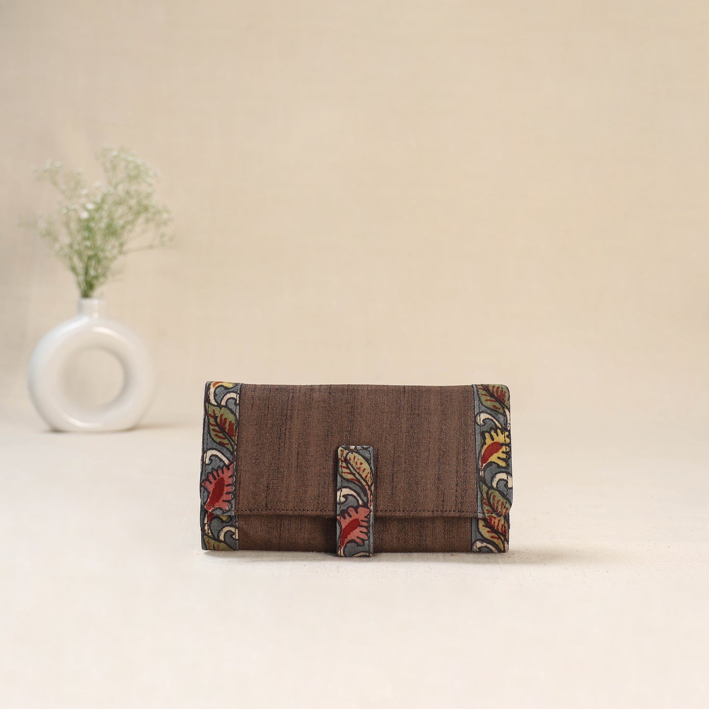 Brown - Srikalahasti Kalamkari Handpainted Clutch / Wallet 81