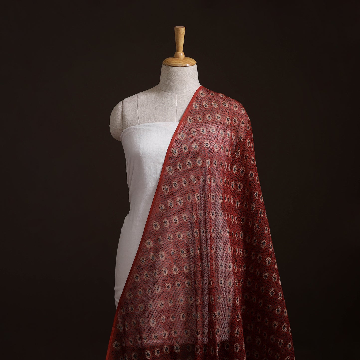 Natural Dyed Ajrakh Hand Block Print Kota Doria Cotton Fabric 18