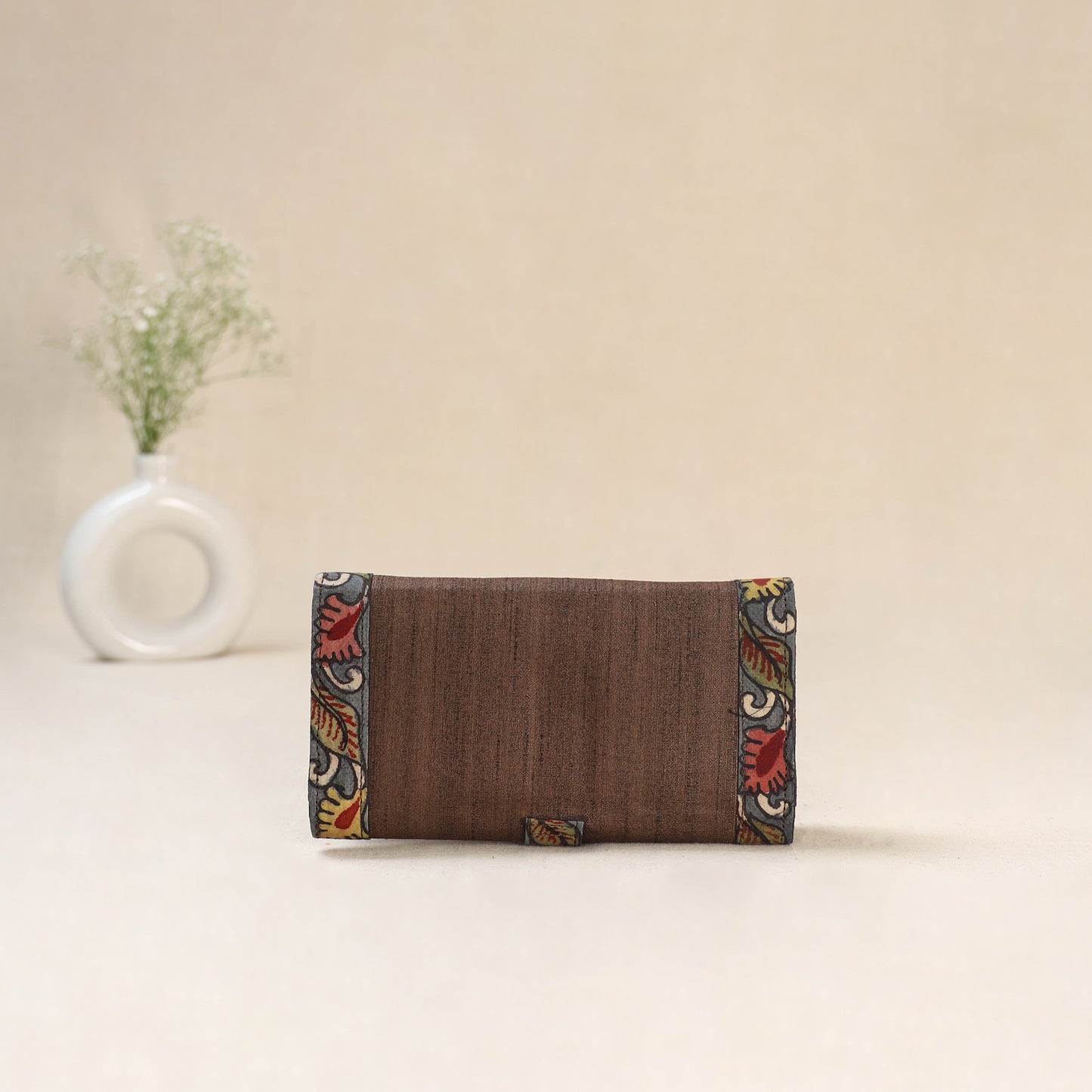 Brown - Srikalahasti Kalamkari Handpainted Clutch / Wallet 81