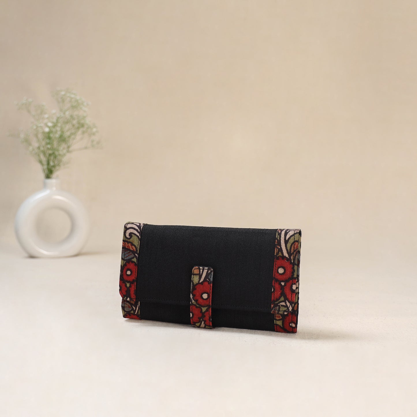 Black - Srikalahasti Kalamkari Handpainted Clutch / Wallet 83