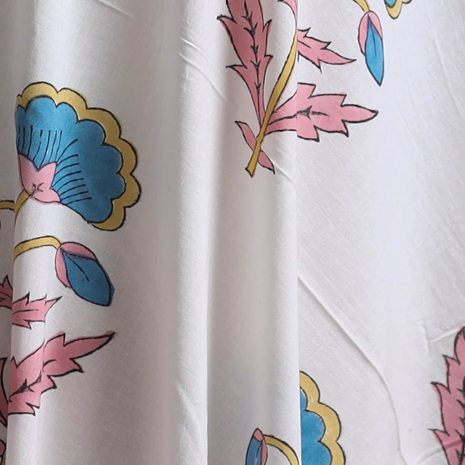 Sanganeri Hand Block Mughal Print Cotton Fabric 09