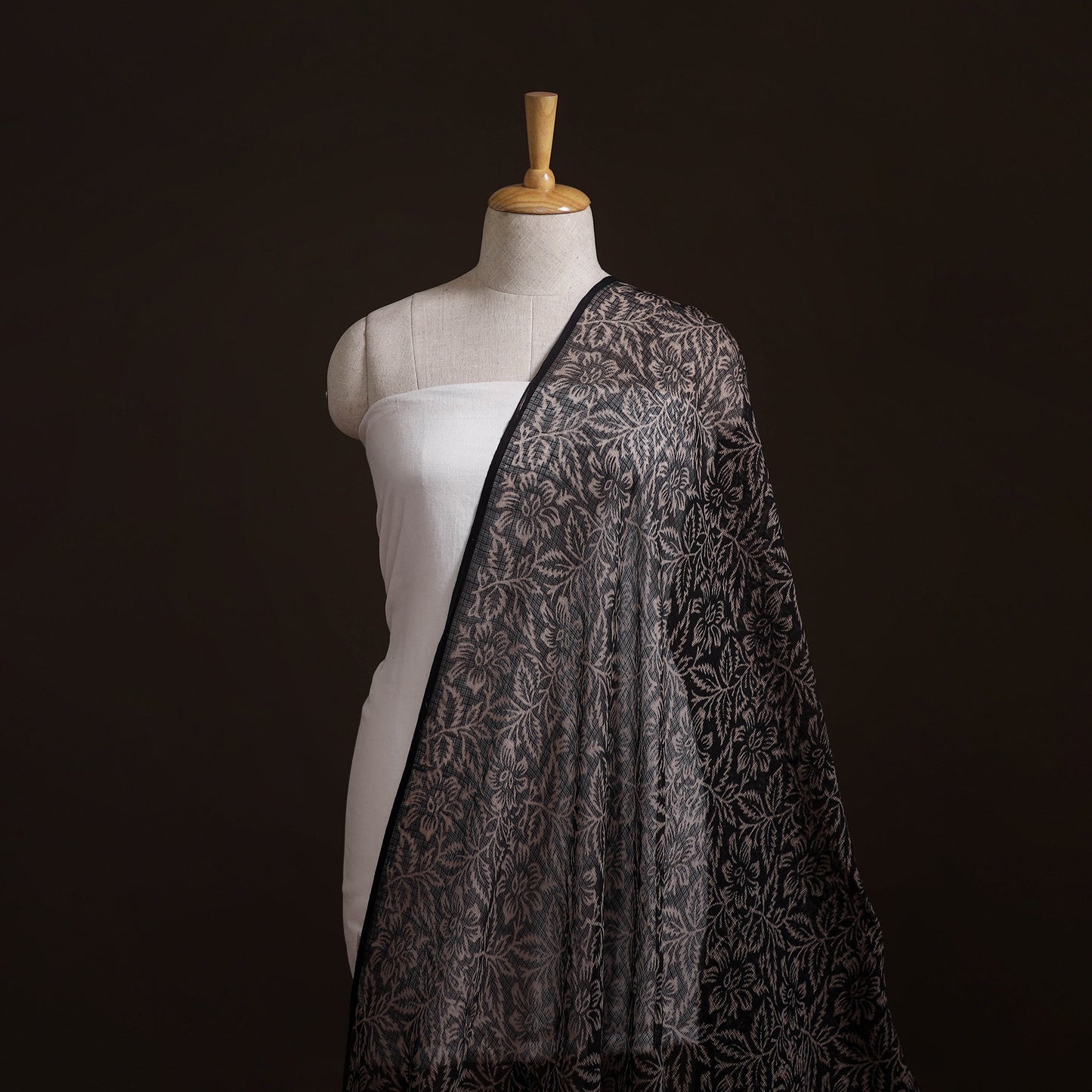 Natural Dyed Ajrakh Hand Block Print Kota Doria Cotton Fabric 26