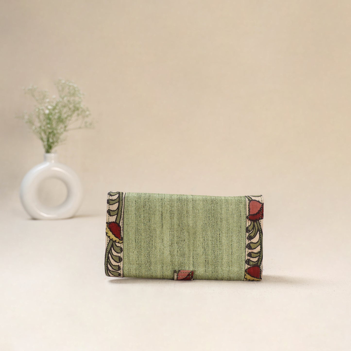 Green - Srikalahasti Kalamkari Handpainted Clutch / Wallet 85