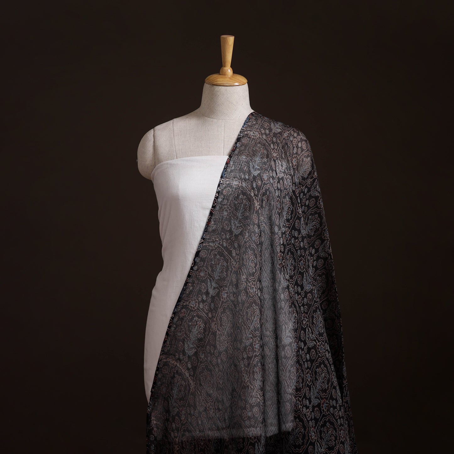 Natural Dyed Ajrakh Hand Block Print Kota Doria Cotton Fabric 33