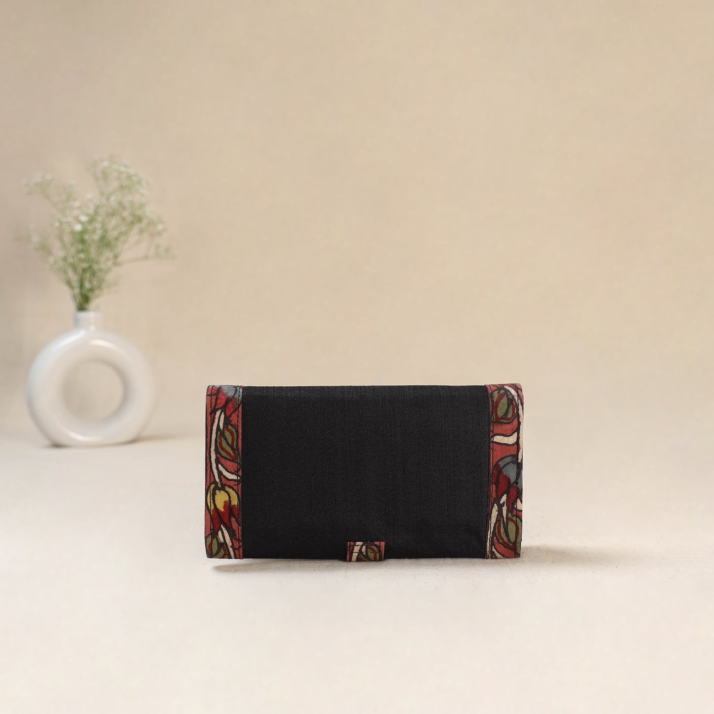 Black - Srikalahasti Kalamkari Handpainted Clutch / Wallet 87