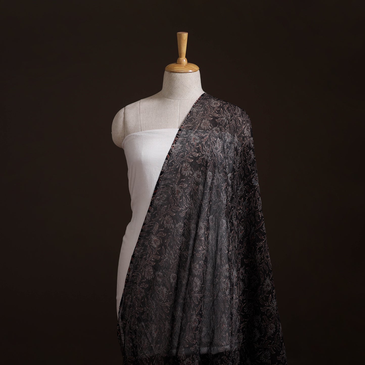 Natural Dyed Ajrakh Hand Block Print Kota Doria Cotton Fabric 38