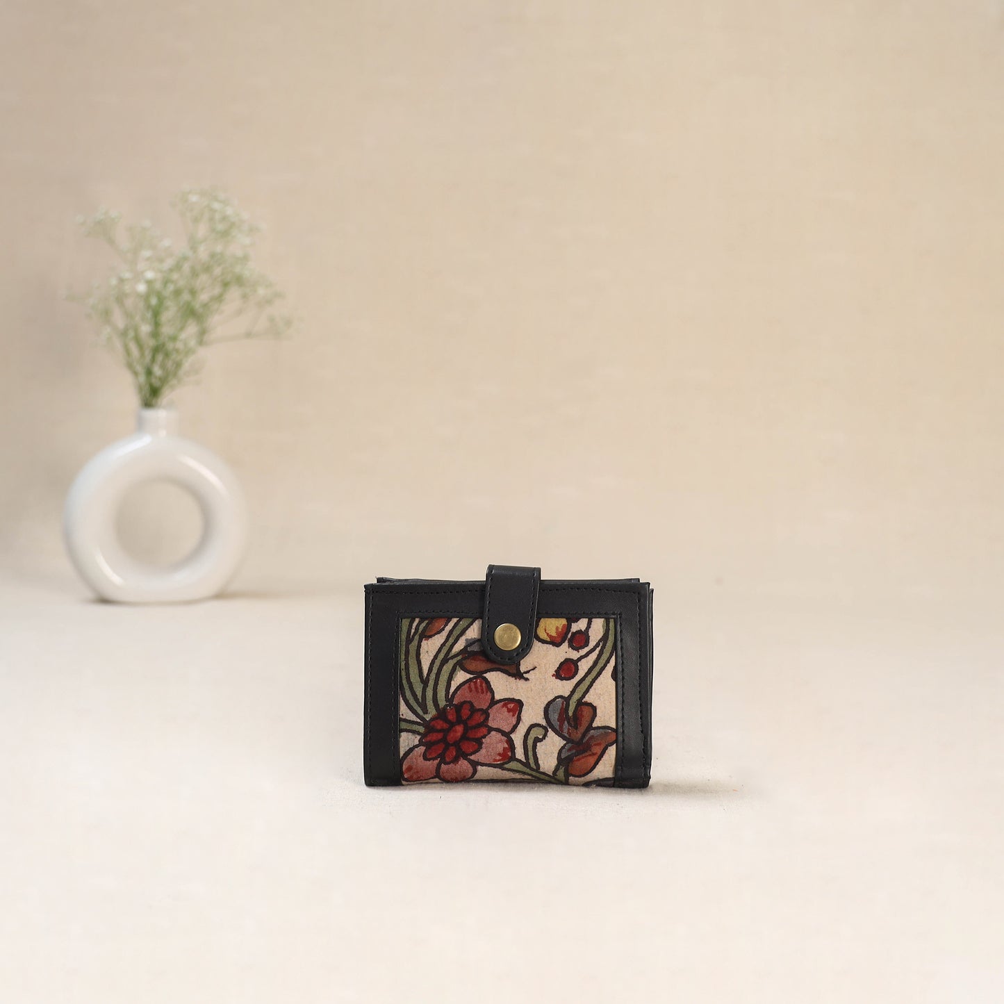 Beige - Srikalahasti Kalamkari Handpainted Wallet 90