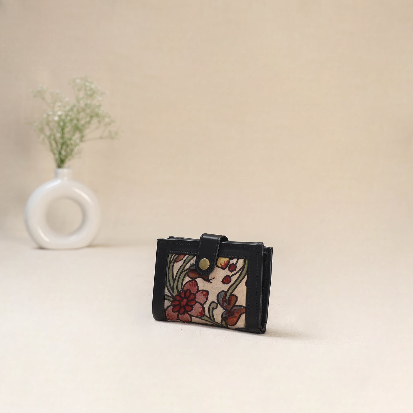 Beige - Srikalahasti Kalamkari Handpainted Wallet 90