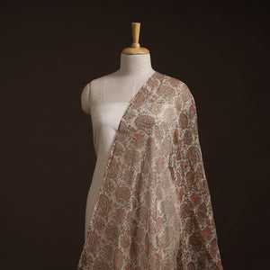 Orange - Pedana Hand Block Print Natural Dyed Kota Doria Cotton Kalamkari Fabric 11