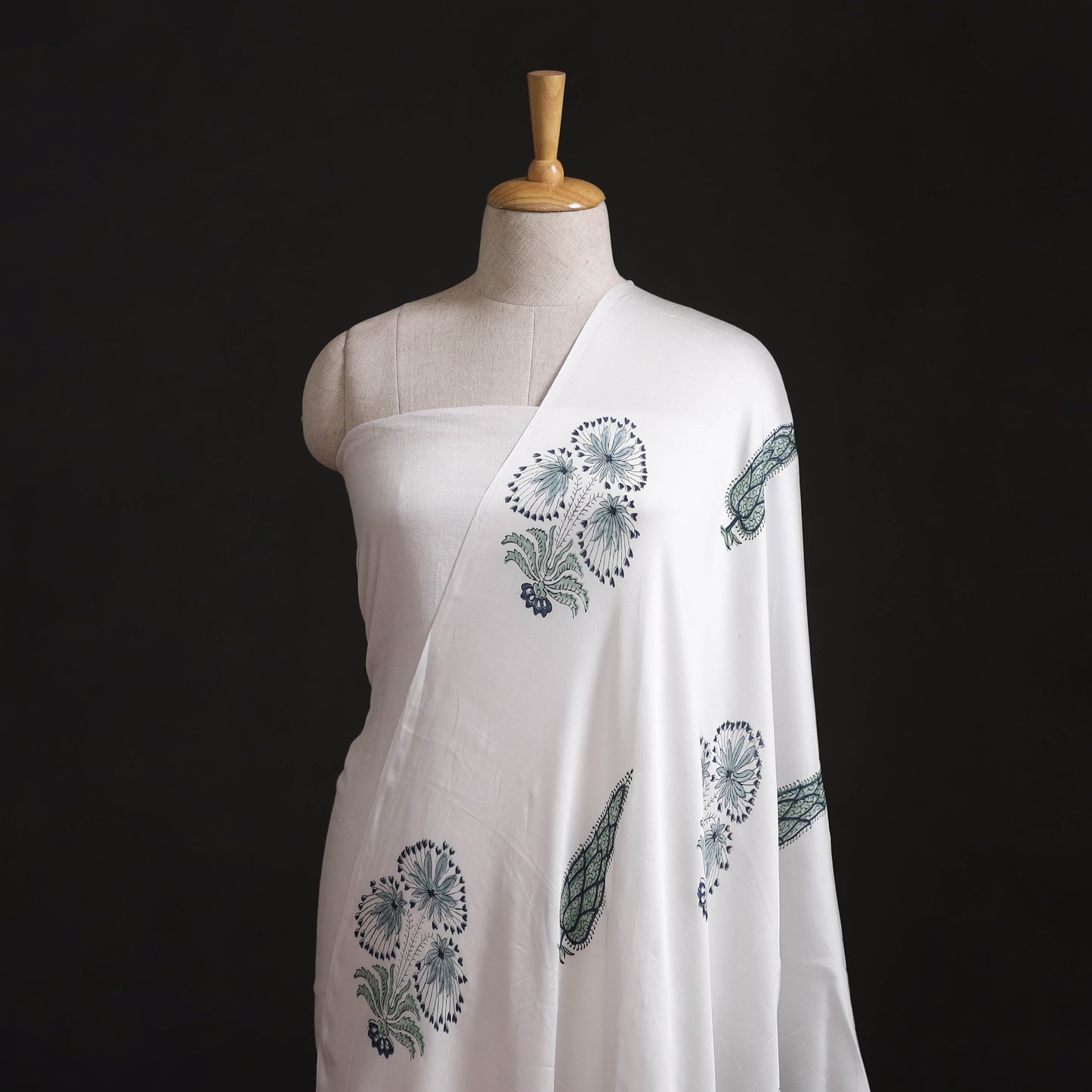 Sanganeri Floral Hand Block Print Modal Silk Fabric 02
