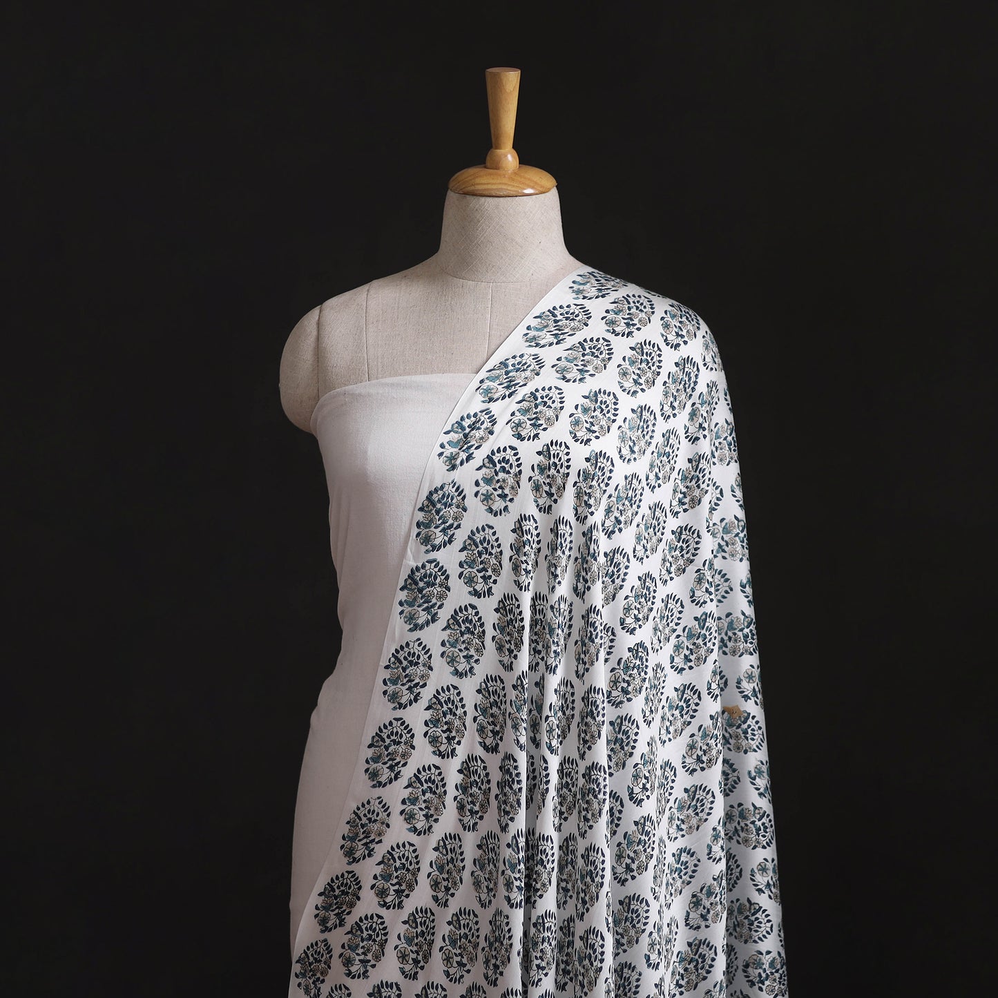 Sanganeri Floral Hand Block Print Modal Silk Fabric 04
