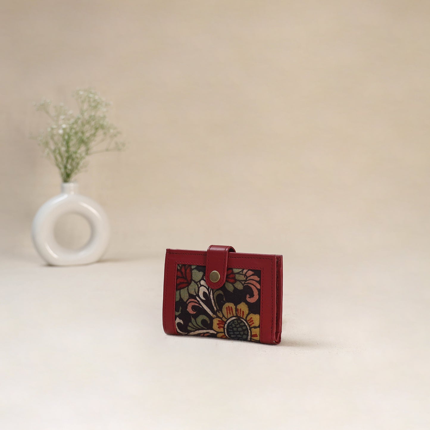Black - Srikalahasti Kalamkari Handpainted Wallet 92