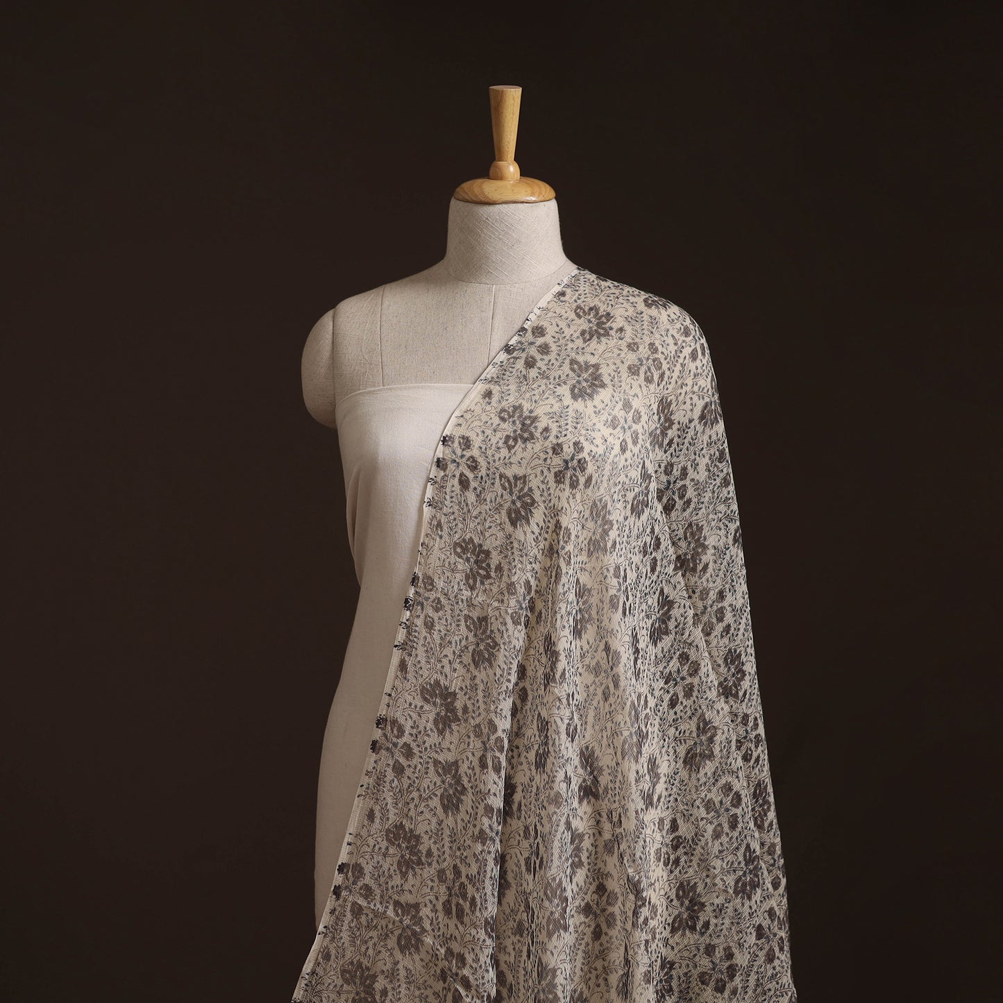 Pedana Hand Block Print Natural Dyed Kota Doria Cotton Kalamkari Fabric 05