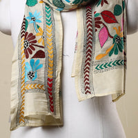 Multicolor - Bengal Kantha Embroidery Tussar Silk Handloom Stole