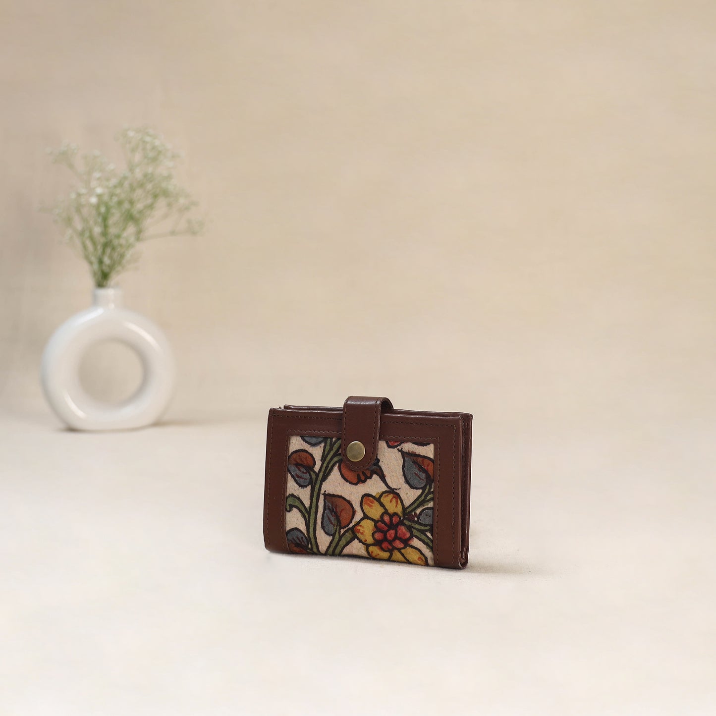 Beige - Srikalahasti Kalamkari Handpainted Wallet 93