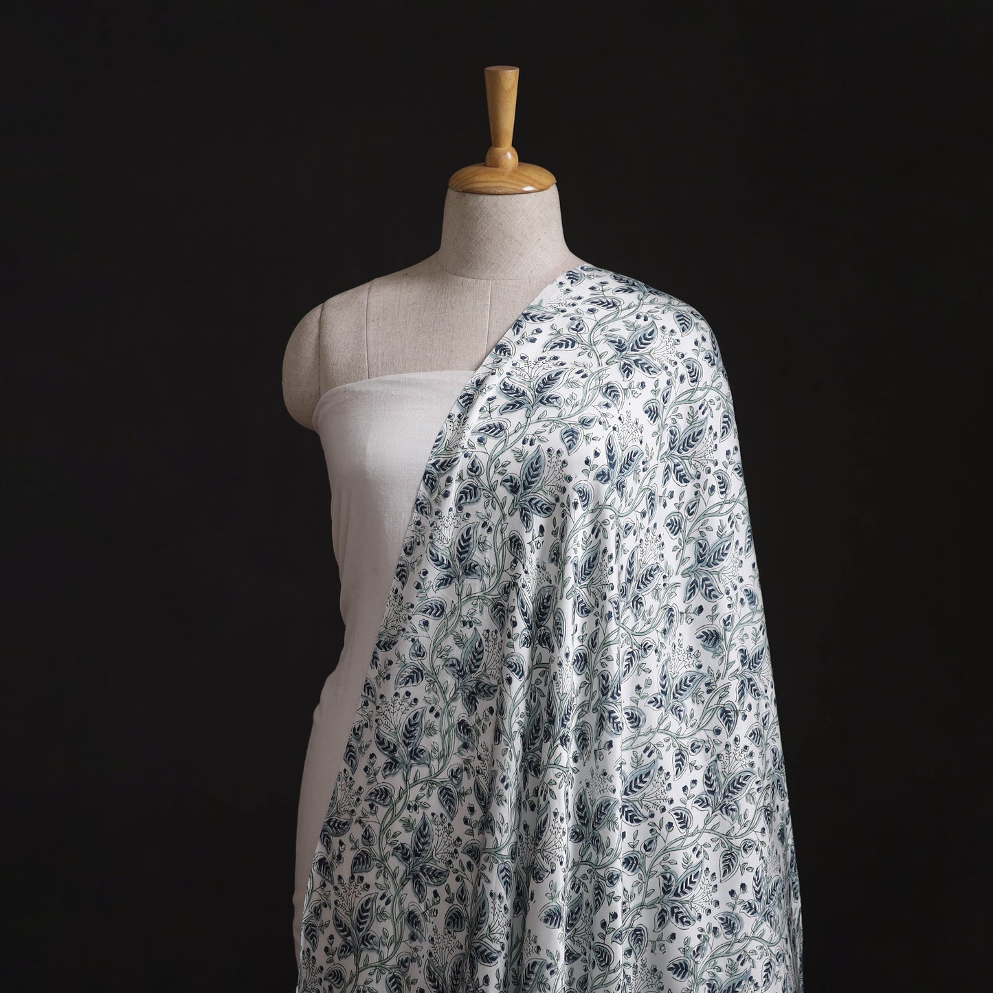 Sanganeri Floral Hand Block Print Modal Silk Fabric 07