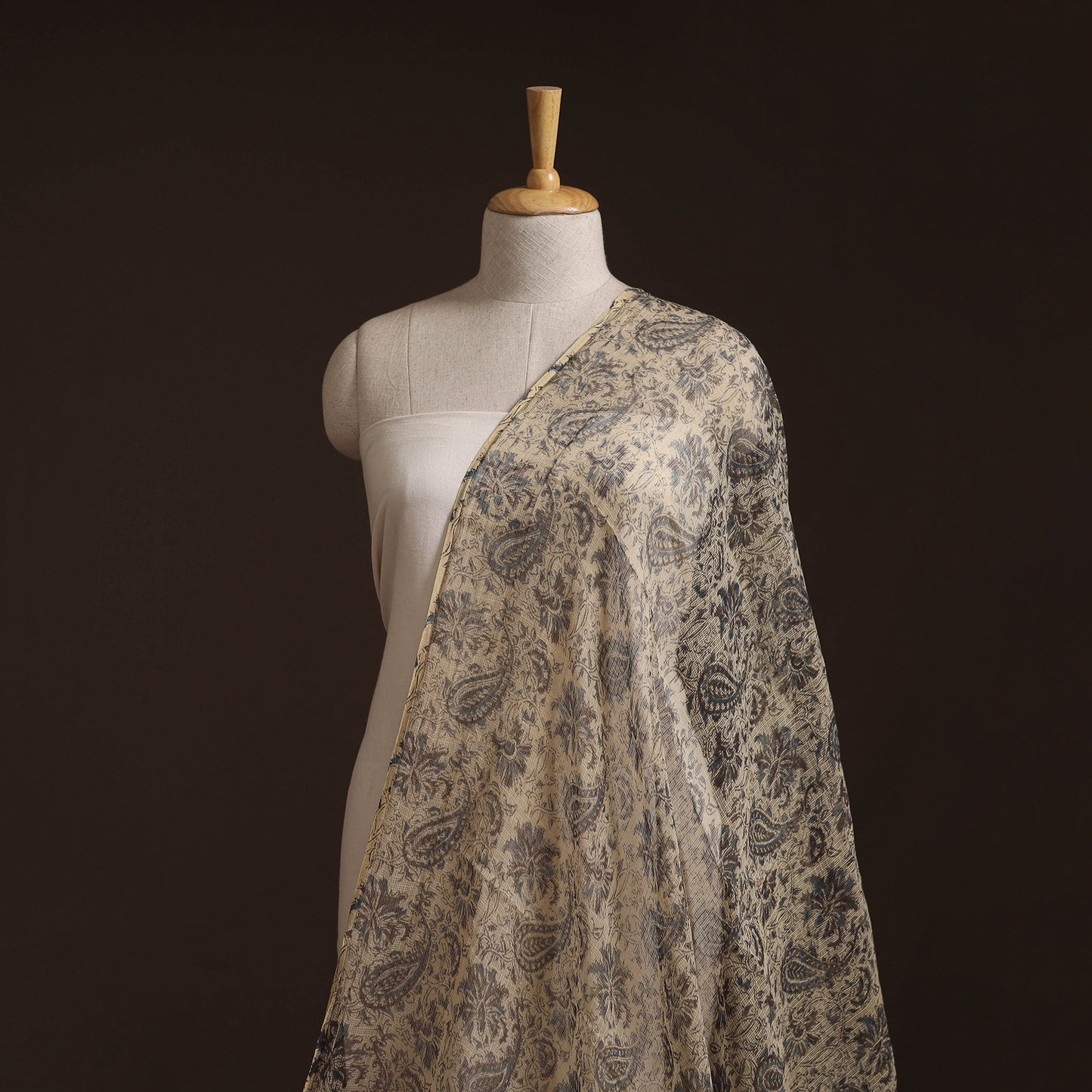 Pedana Hand Block Print Natural Dyed Kota Doria Cotton Kalamkari Fabric 03