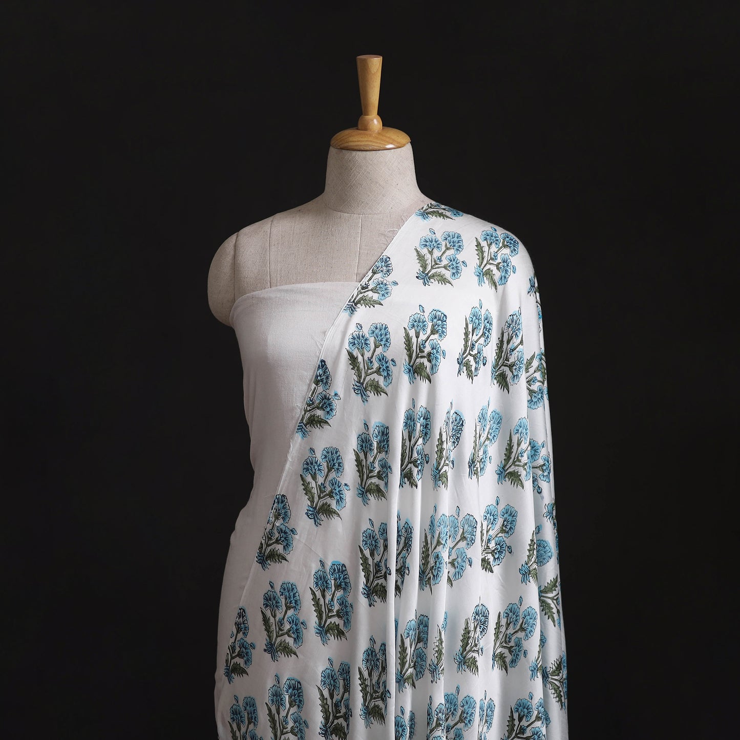 Sanganeri Floral Hand Block Print Modal Silk Fabric 11
