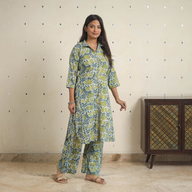 Green - natural dyed cotton bagru dabu co-ord set 14