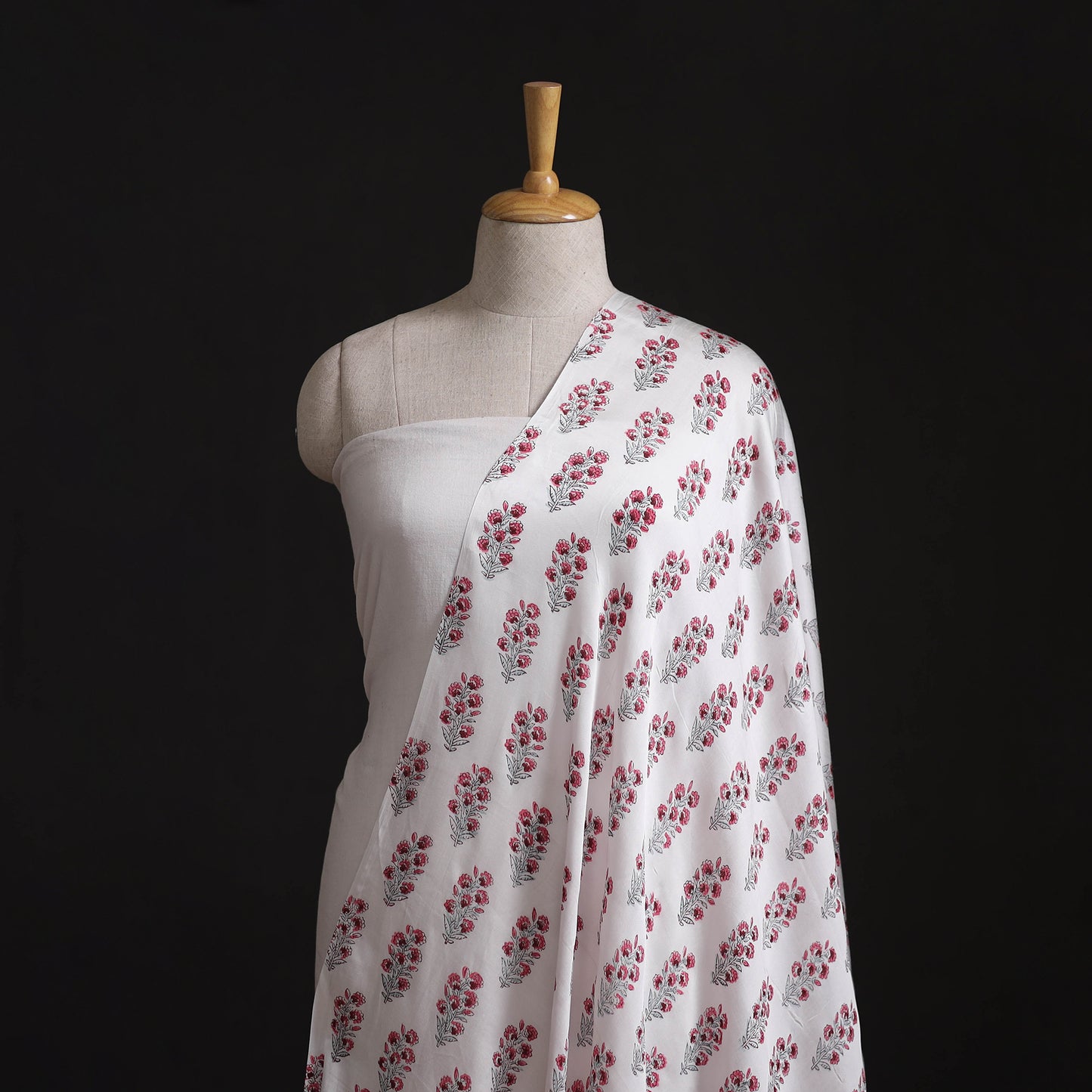 Sanganeri Floral Hand Block Print Modal Silk Fabric 14