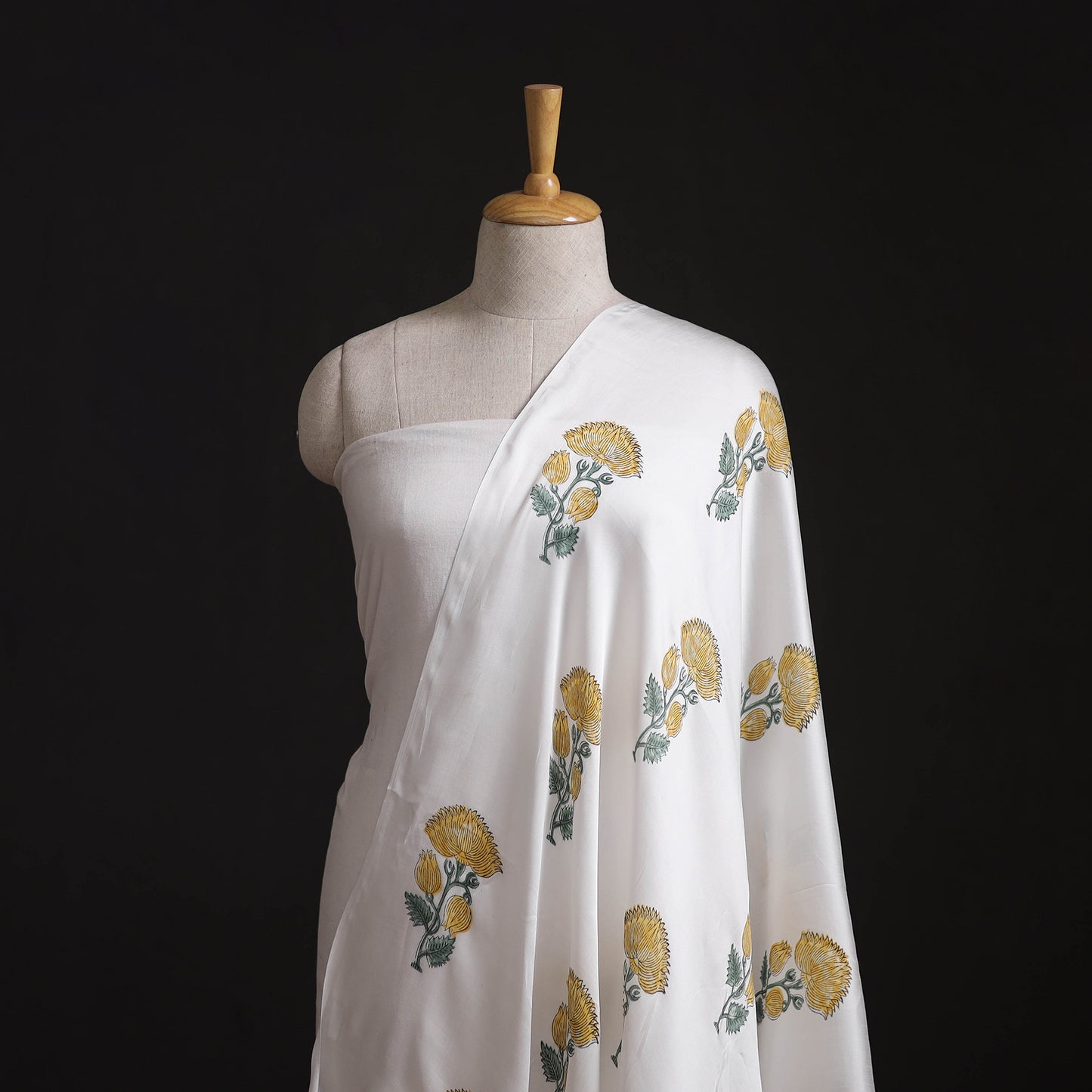 Sanganeri Floral Hand Block Print Modal Silk Fabric 15