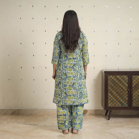 Green - natural dyed cotton bagru dabu co-ord set 14