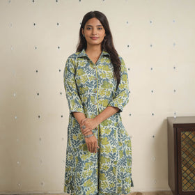 Green - natural dyed cotton bagru dabu co-ord set 14