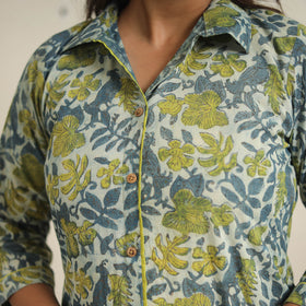 Green - natural dyed cotton bagru dabu co-ord set 14